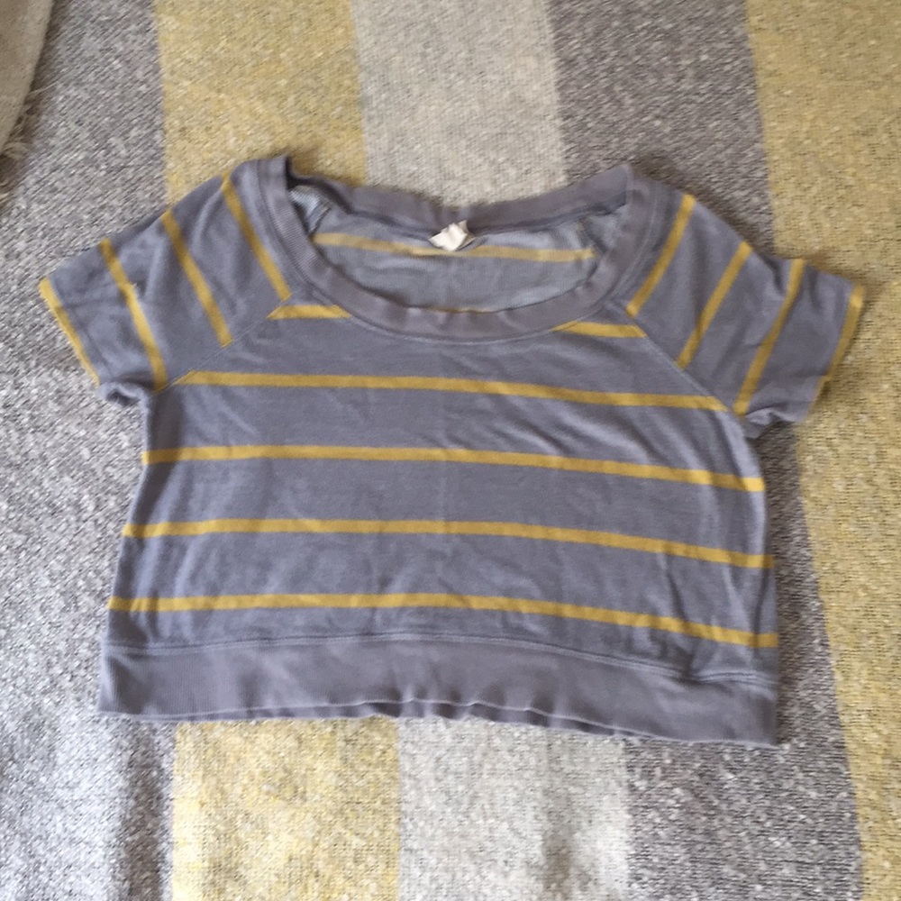 yellow striped crop top